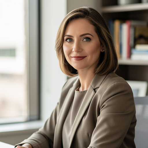 Professional photograph, natural light, realistic: Portrait of Sarah Lane, CPA and co-founder of Ledger and Lane. No text or watermarks.