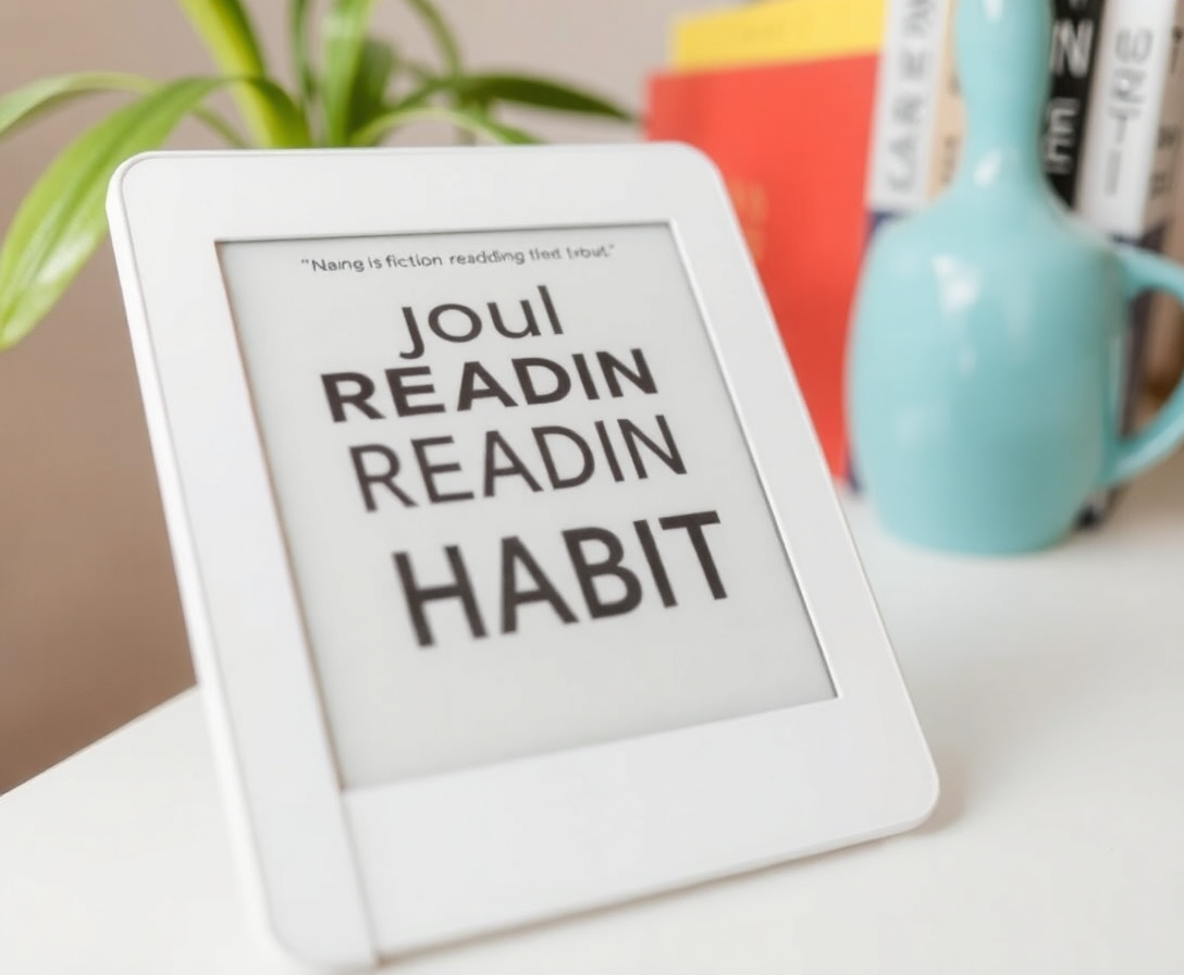 e-reader displaying a non-fiction book cover about digital reading habits