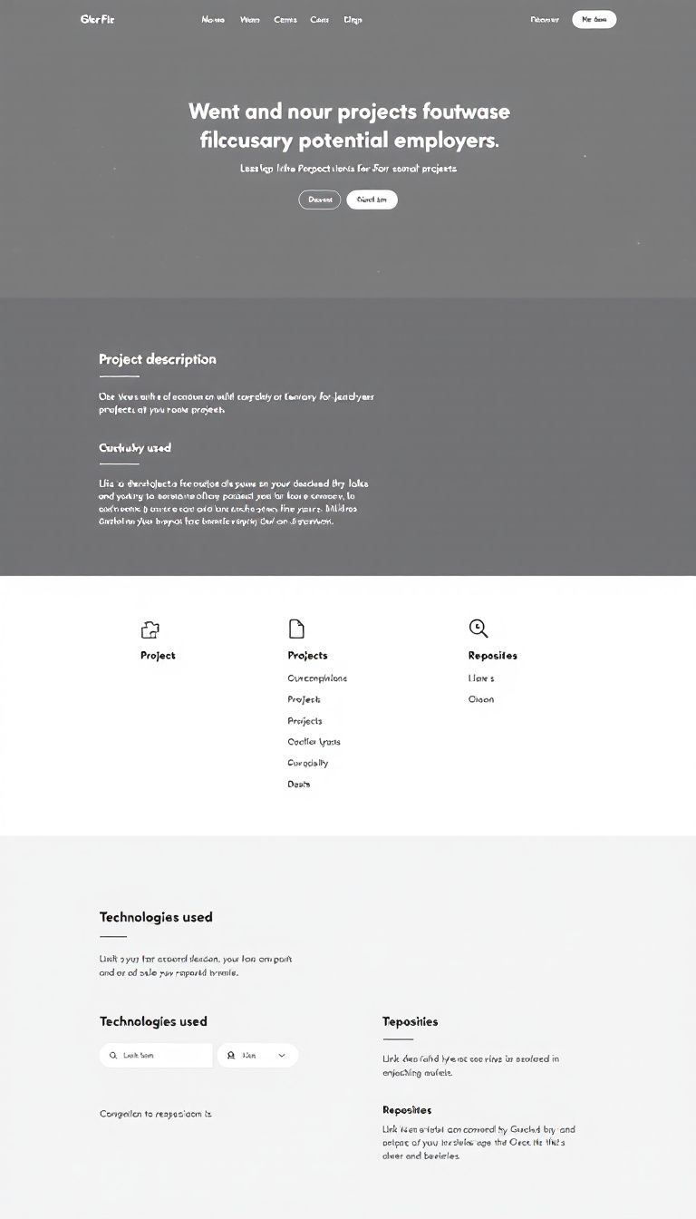Design a minimalist one-page website to showcase personal projects for potential employers. Include clear sections for project descriptions, technologies used, and links to repositories, emphasizing simplicity and easy navigation.