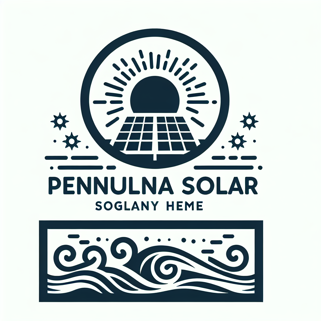 A simple logo for a solar panel sales and installation company, vector, simple, circle. Named Peninsula Solar