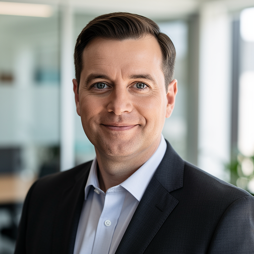 Professional photograph, natural light, realistic: Portrait of Ledger & Lane co-founder and CPA partner. No text or watermarks.