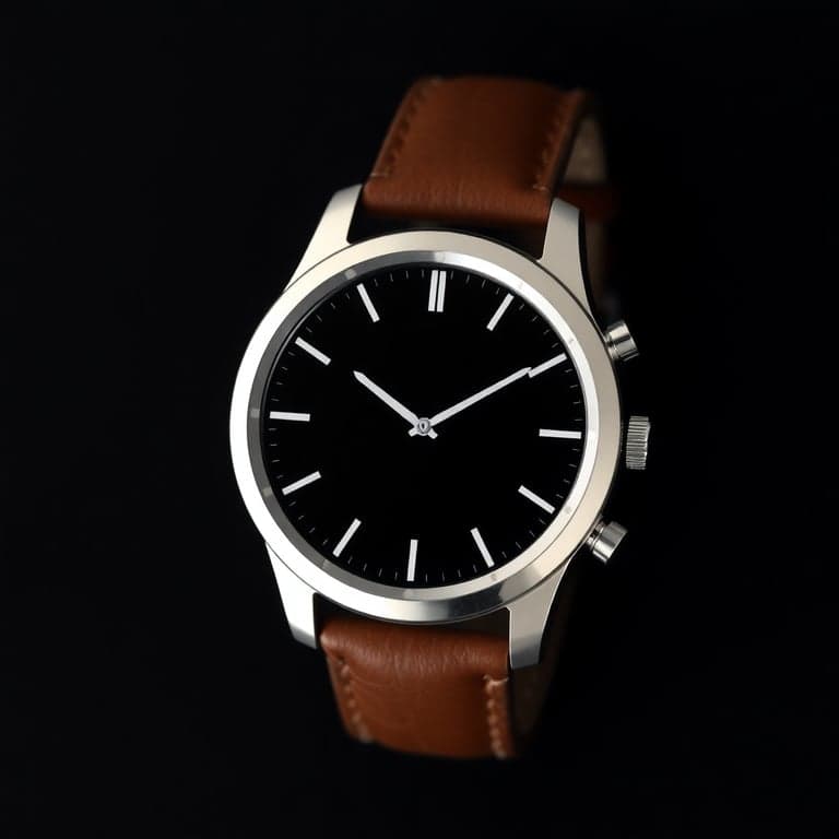Classic Silver Smartwatch with Leather Strap