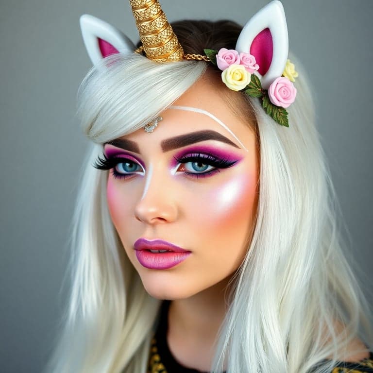 Maquillaje Mágico de Unicornio y Arcoíris