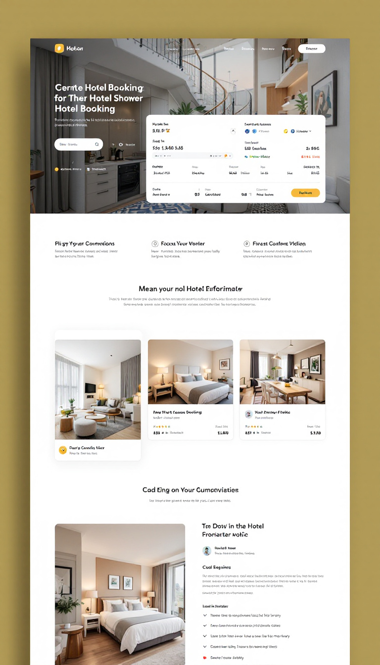 Design a simple and clean one-page website for a hotel booking platform that allows easy sharing and editing by administrators. Focus on user-friendly navigation and an inviting layout.