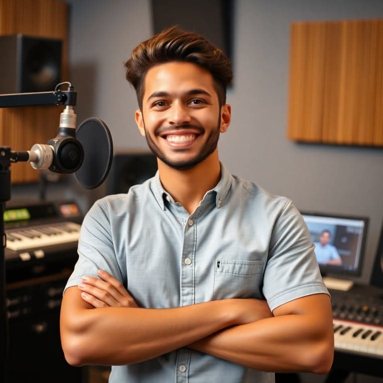 Joyful Producer in the Studio