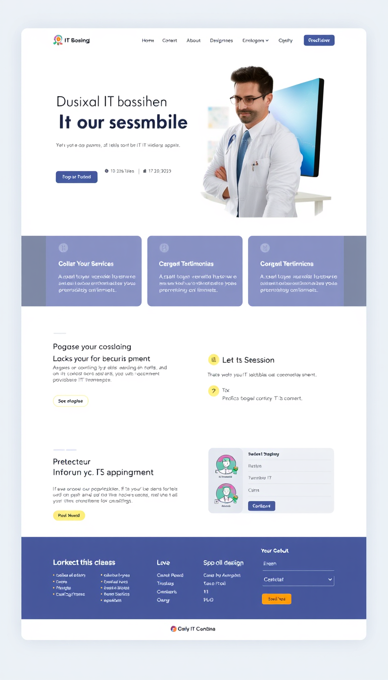 Design a simple and clean one-page website for an IT consulting business, featuring a professional layout that highlights services, client testimonials, and contact information. Include a modern color palette and intuitive navigation.