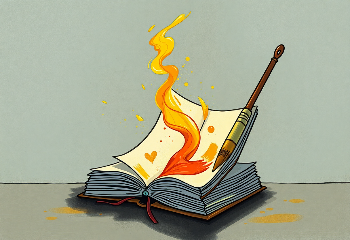 art short stories feature - an illustration of a paintbrush and a book