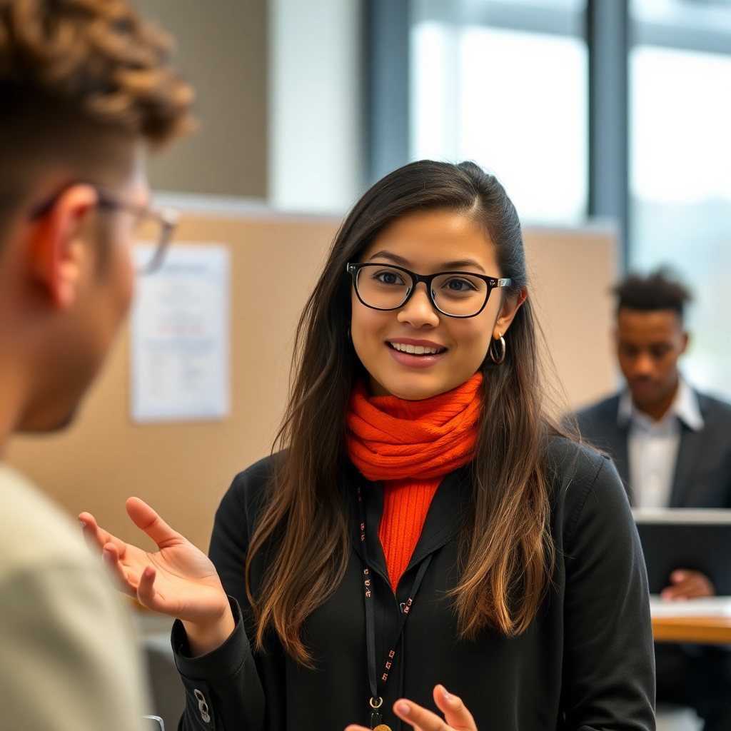 portrait of a student in a professional setting giving a testimonial