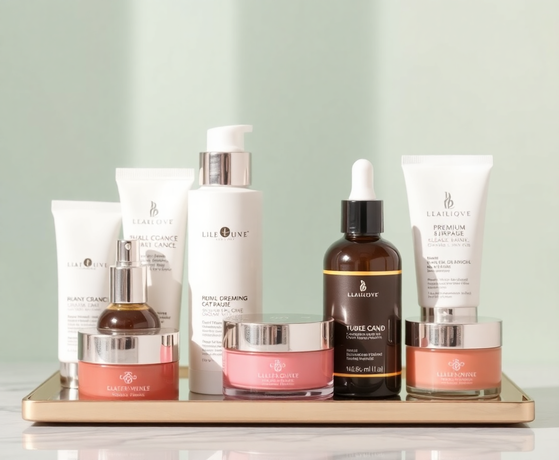 collection of premium skincare products in elegant packaging