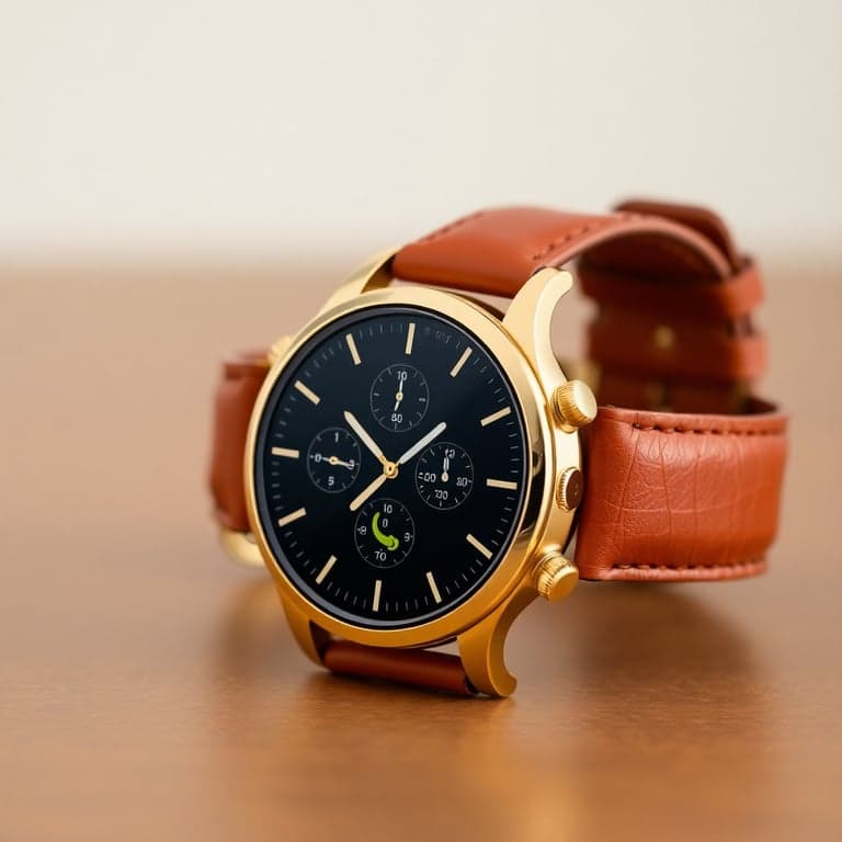 Luxury Gold Smartwatch with Leather Strap