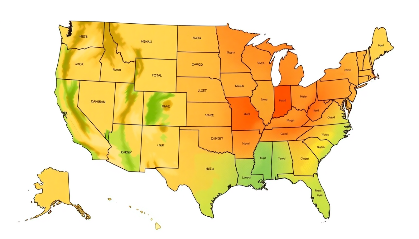 map of the united states showing agricultural coverage areas