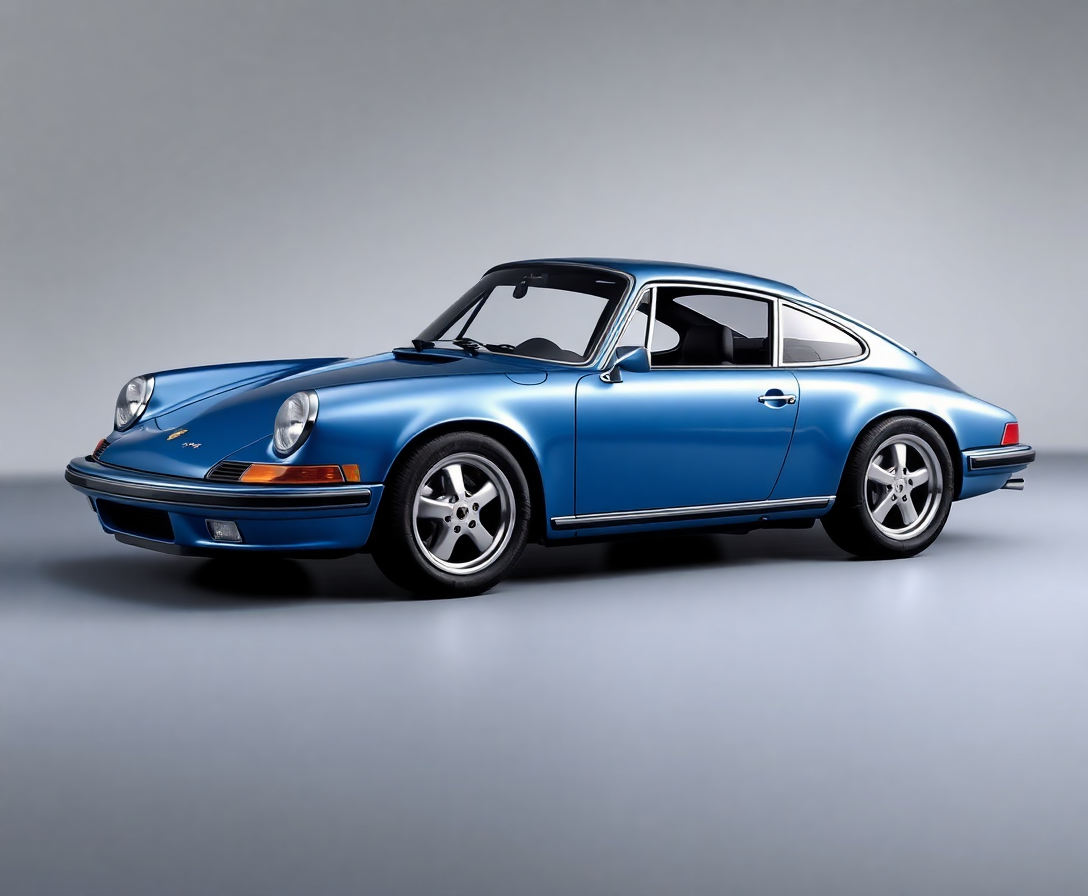 metallic blue porsche 911 carrera displaying the evolution of the iconic sports car design