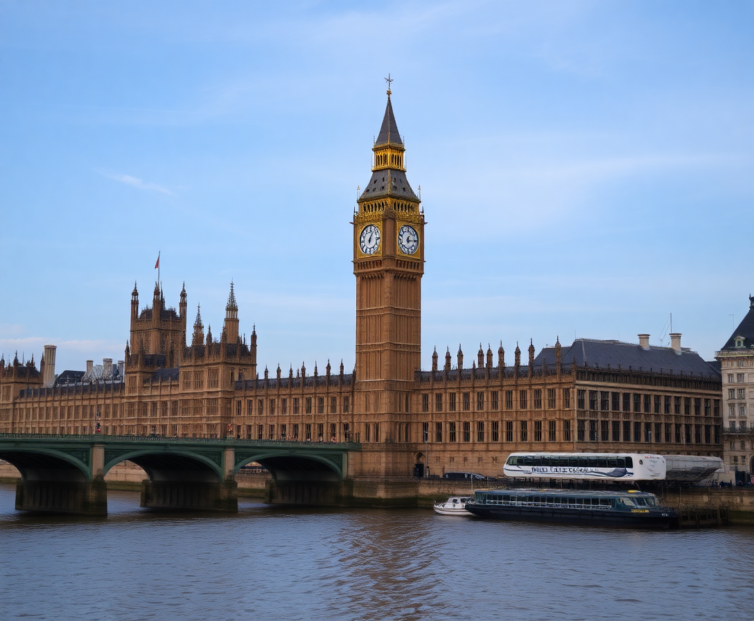 famous clock tower and parliament building with river view