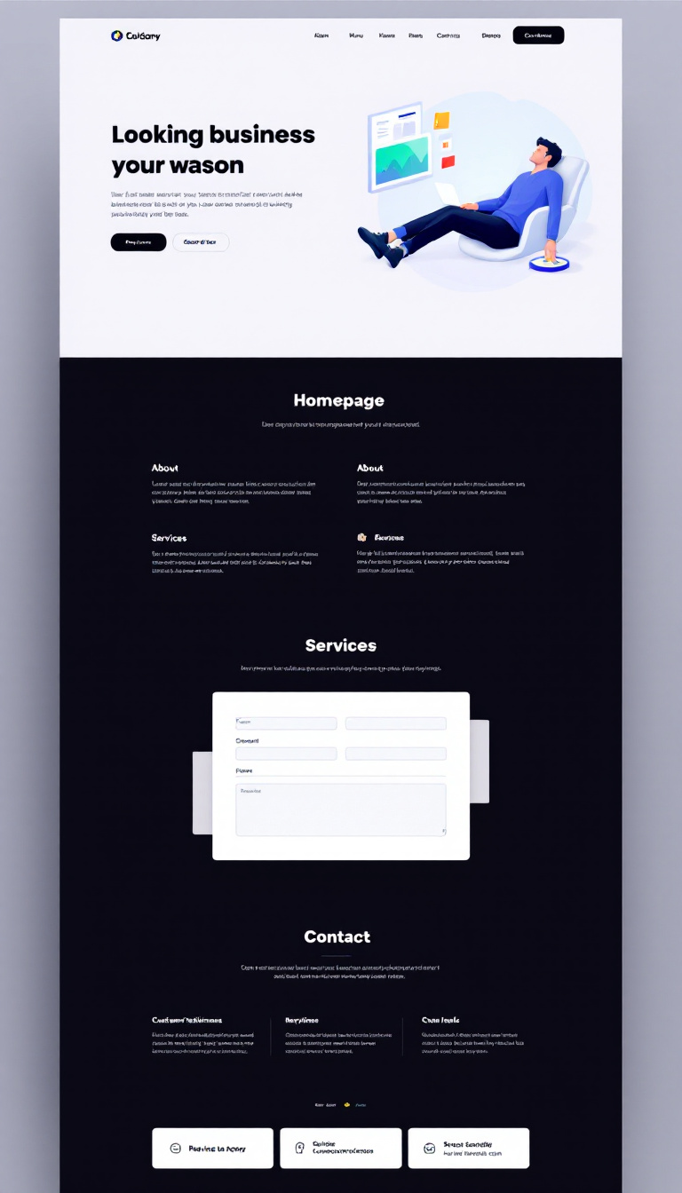 Design a modern, responsive one-page website for a business or portfolio, featuring a sleek layout with sections for a homepage, about, services, and contact information. Focus on a clean, professional look that enhances user experience, with key elements like a header, hero image, service summaries, customer testimonials, and a contact form.
