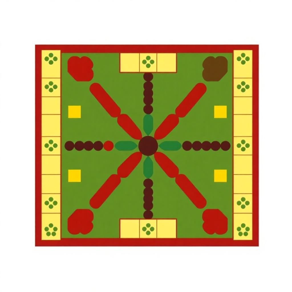preview of a customizable ludo board game mat with various color options and game layouts