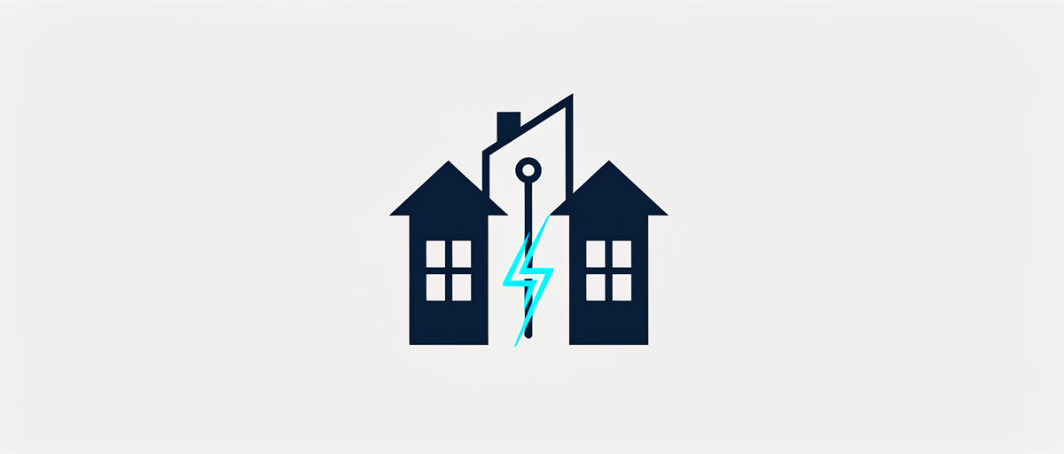 Minimal flat logo mark: Logo of a Columbus property management company client of Current & Co Electrical. Simple geometric vector style, at most two colors, plain light background, no text clutter.