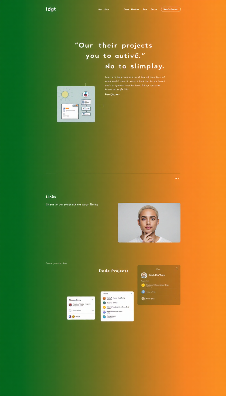 Design a simple one-page website for my online brand "Idgt," showcasing my projects with links, using the domain "https://idgt.me." The layout should be clean and modern, emphasizing user-friendly navigation.