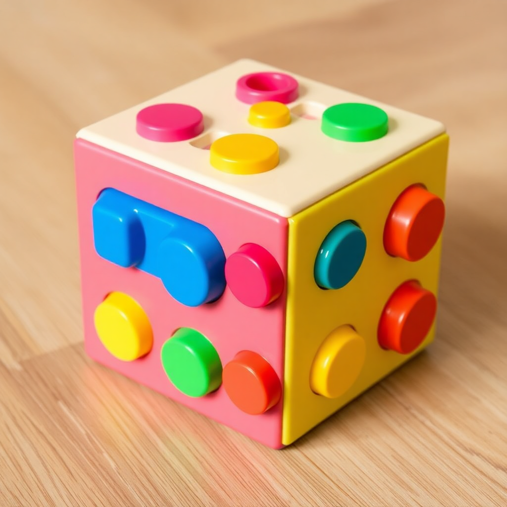 colorful cube-shaped educational toy for toddlers
