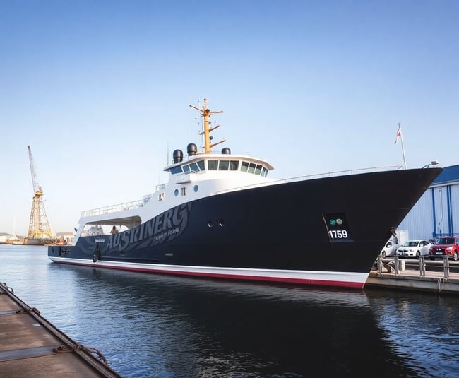 Marine Engineering Showcase: Modern Vessel at Port