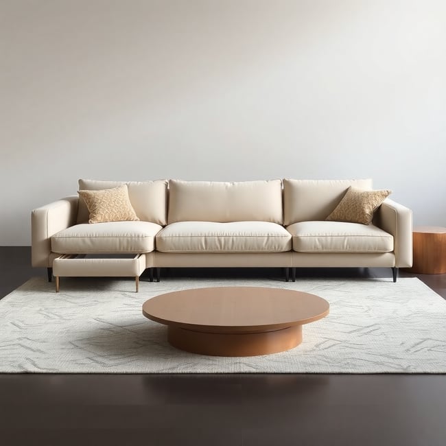 Beige Contemporary Sofa