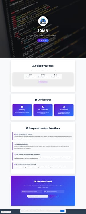 Host Your Website for Free with 10MB