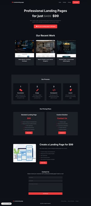 Professional Landing Pages for $99 | CreateLanding.page