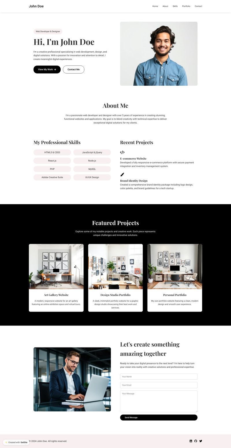 John Doe - Web Developer & Designer Portfolio