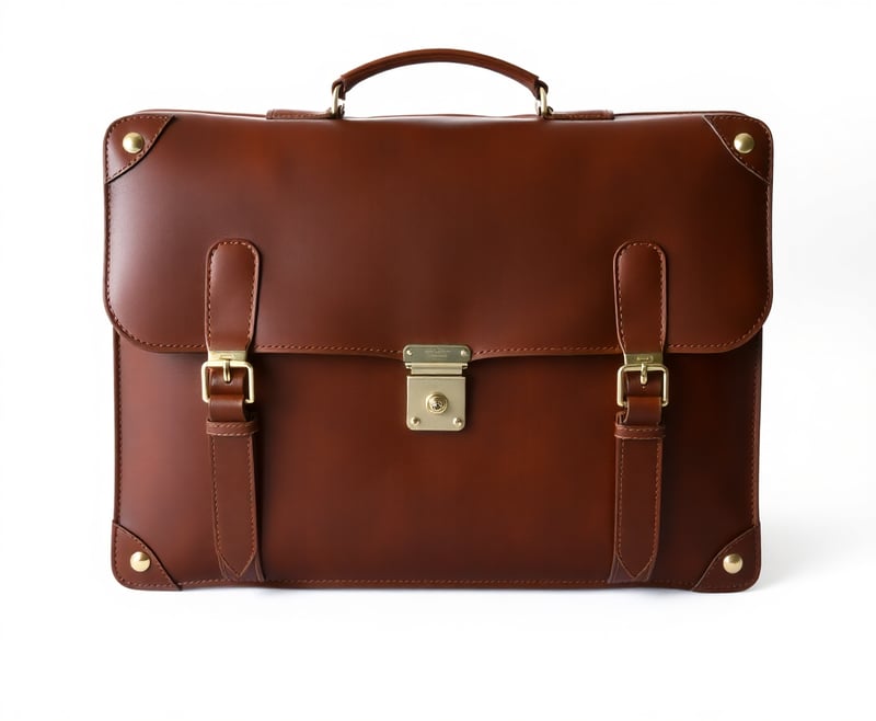 Elegant Leather Briefcase with Metal Accents