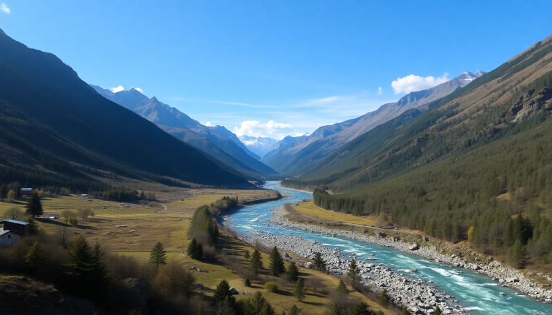 Serene Mountain Valley with River