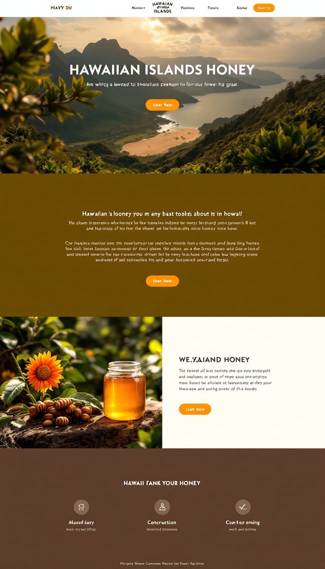 Hawaiian Islands Honey Landing Page Design