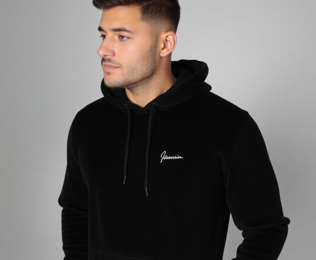 Hoodie Noir Velvet avec Logo Signature