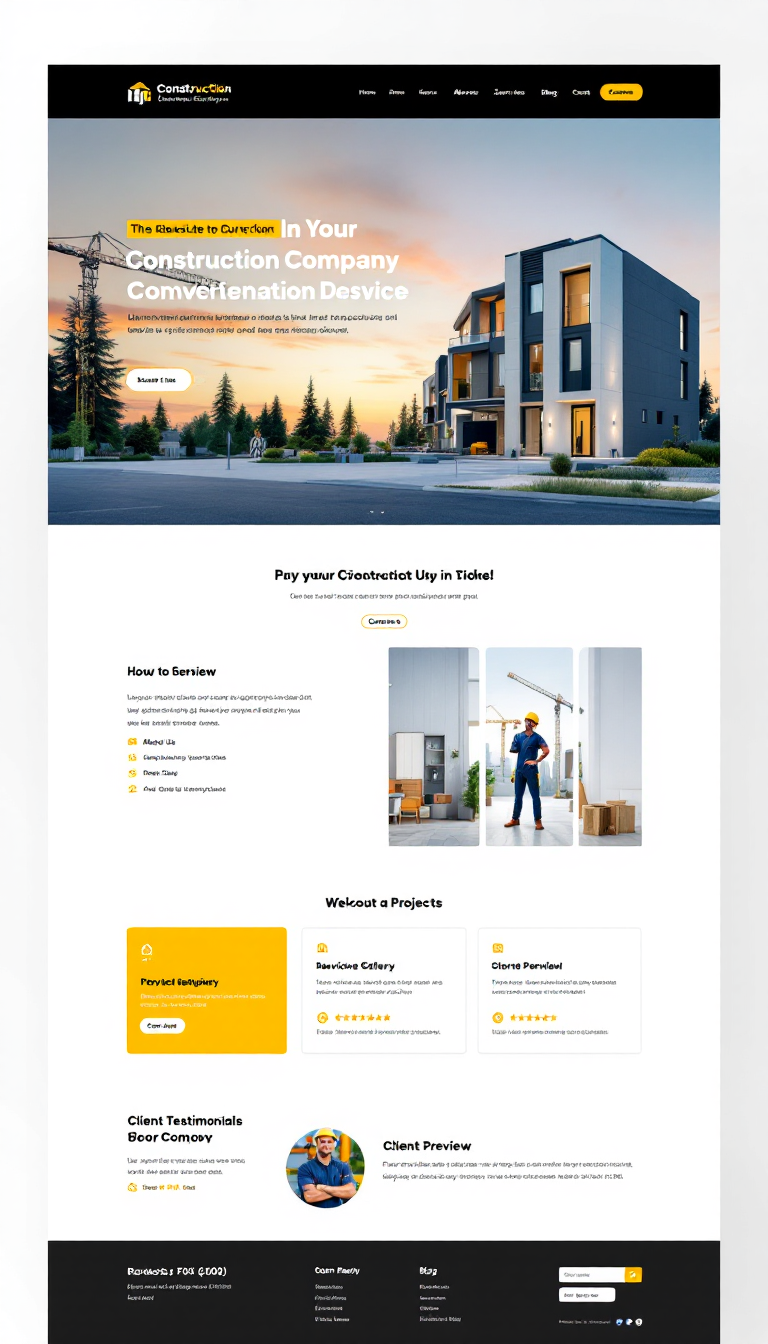 Modern Construction Company Website Layout