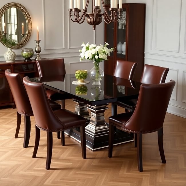 Elegant Leather Dining Set