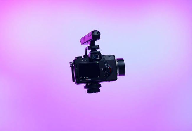 Floating Camera Gear in Colorful Gradient